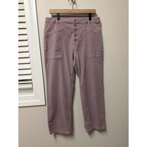 PISTOLA Tammy High Rise Utility Pants Button Fly Mauve Pink Cropped Size 32
